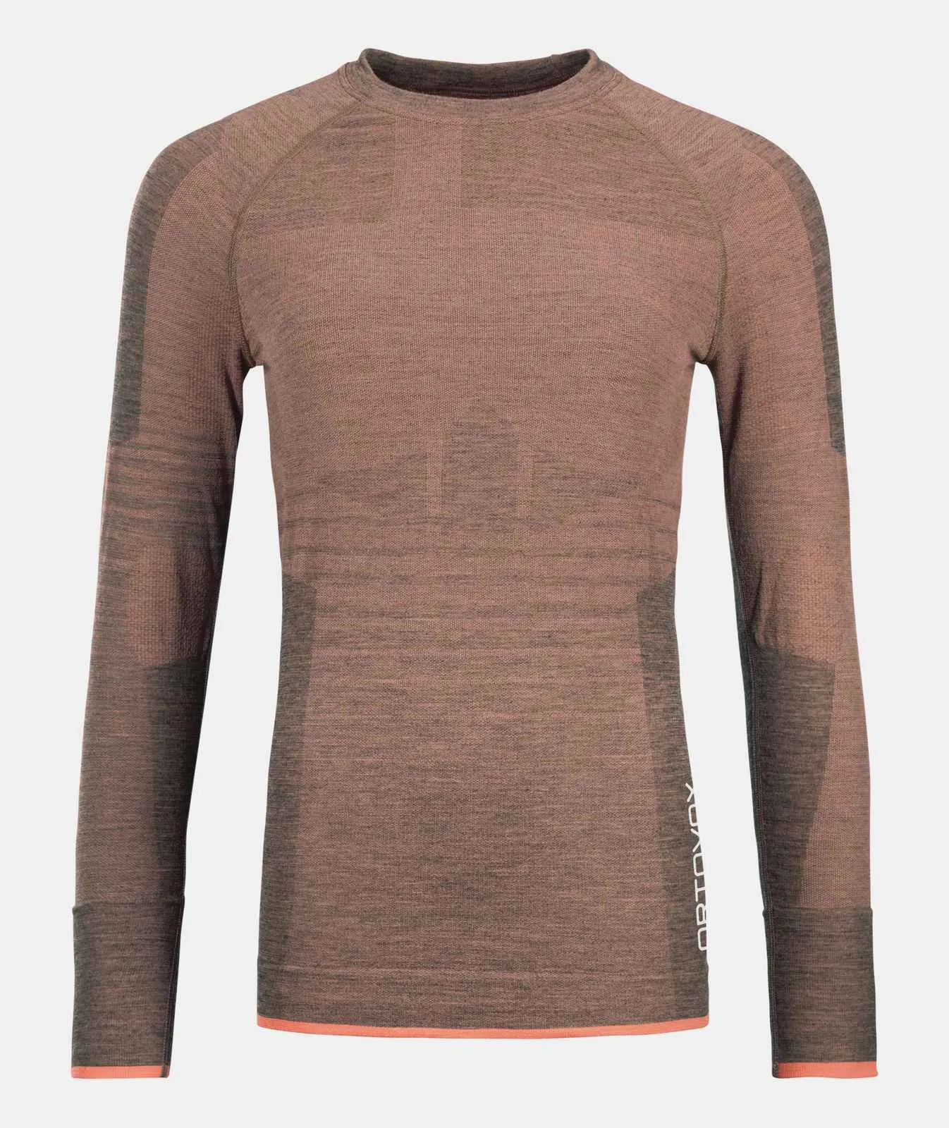 Ortovox 230 COMPETITION Longsleeve W bloom in braun, meliert mit Schriftzug seitlich. Atmungsaktives Funktionsshirt, langärmlig.