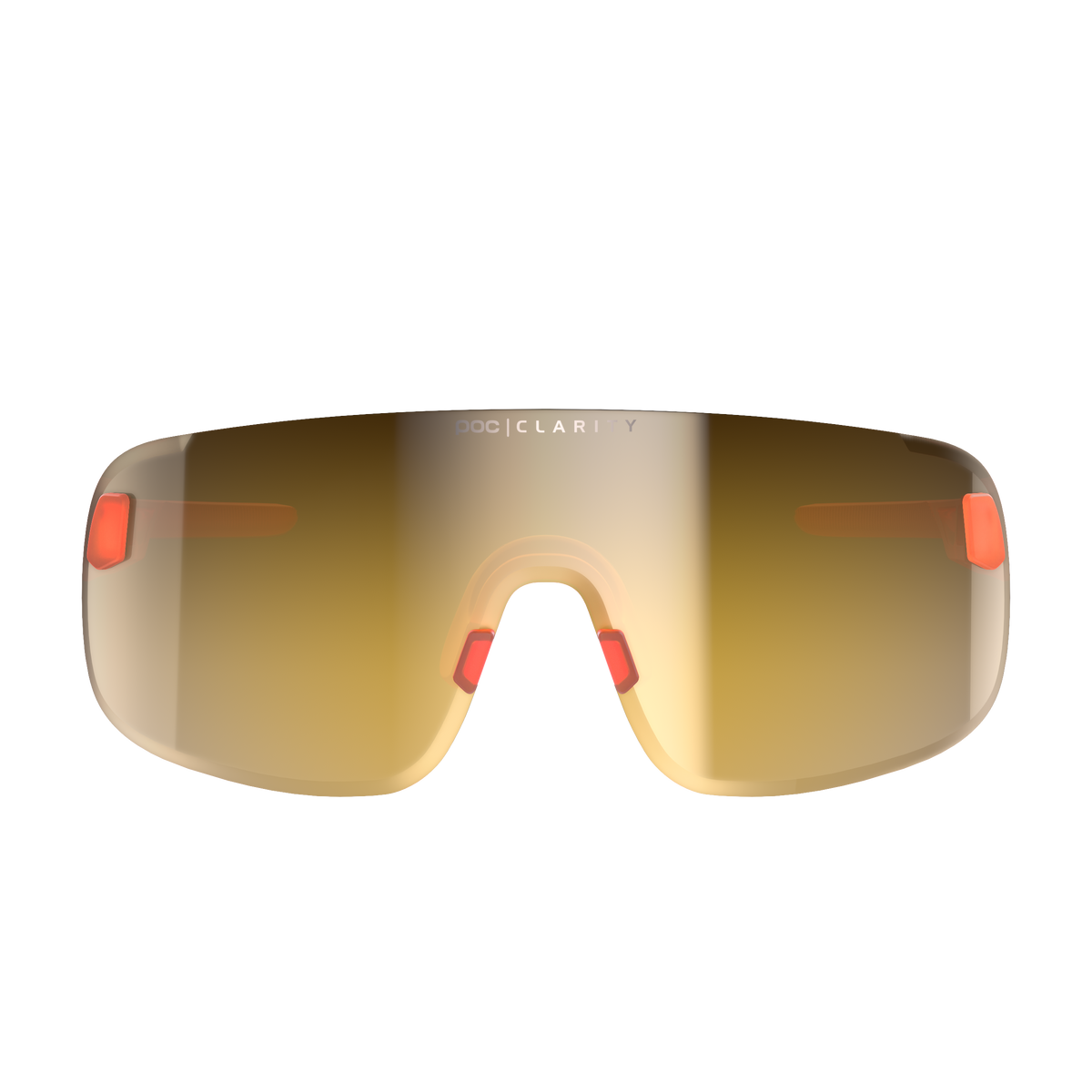 Frontansicht der POC Elicit Brille in Fluorescent Orange mit Translucent Violet/Gold Mirror Glas.