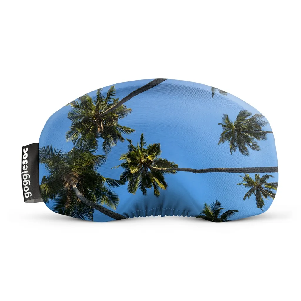 Island Soc Schutz: Skibrillen-Überzug mit Palmen und blauem Himmel als Motiv.