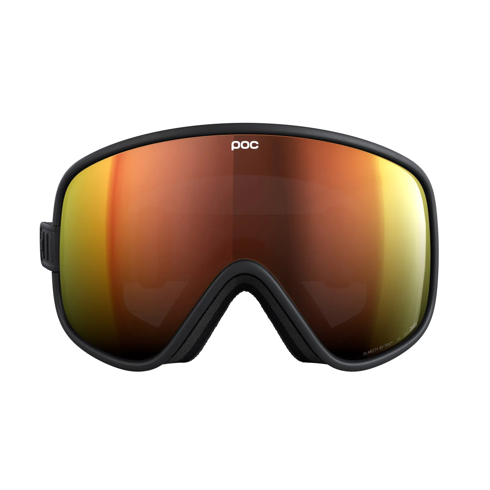 Frontansicht der POC Vitrea Skibrille in Uranium Black mit Partly Sunny Orange Linse.