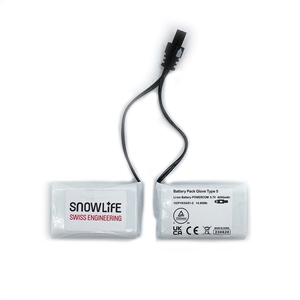 Heizhandschuh Batterie-Pack Zwei Snowlife Heizhandschuh Battery Packs mit Kabel und Stecker, Typ5, 3.7V, 4000mAh.