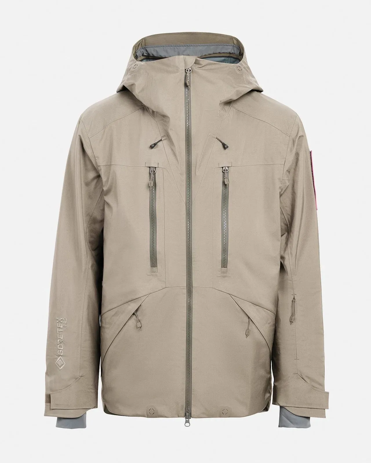 Seneca Rock farbige Z-2 EPE 3L Shell Jacke mit Kapuze und Reißverschlüssen, Frontansicht.