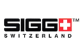 Logo der Marke SIGG, Schriftzug in Schwarz, Schweizerkreuz in Rot und der Schriftzug „Switzerland“ darunter.
