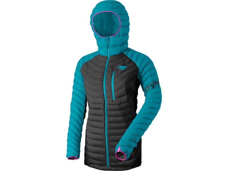 Damen Daunenjacke Ocean/Schwarz Damen Daunenjacke in Ocean/Schwarz mit Kapuze. Steppjacke mit Reissverschluss und Logo.