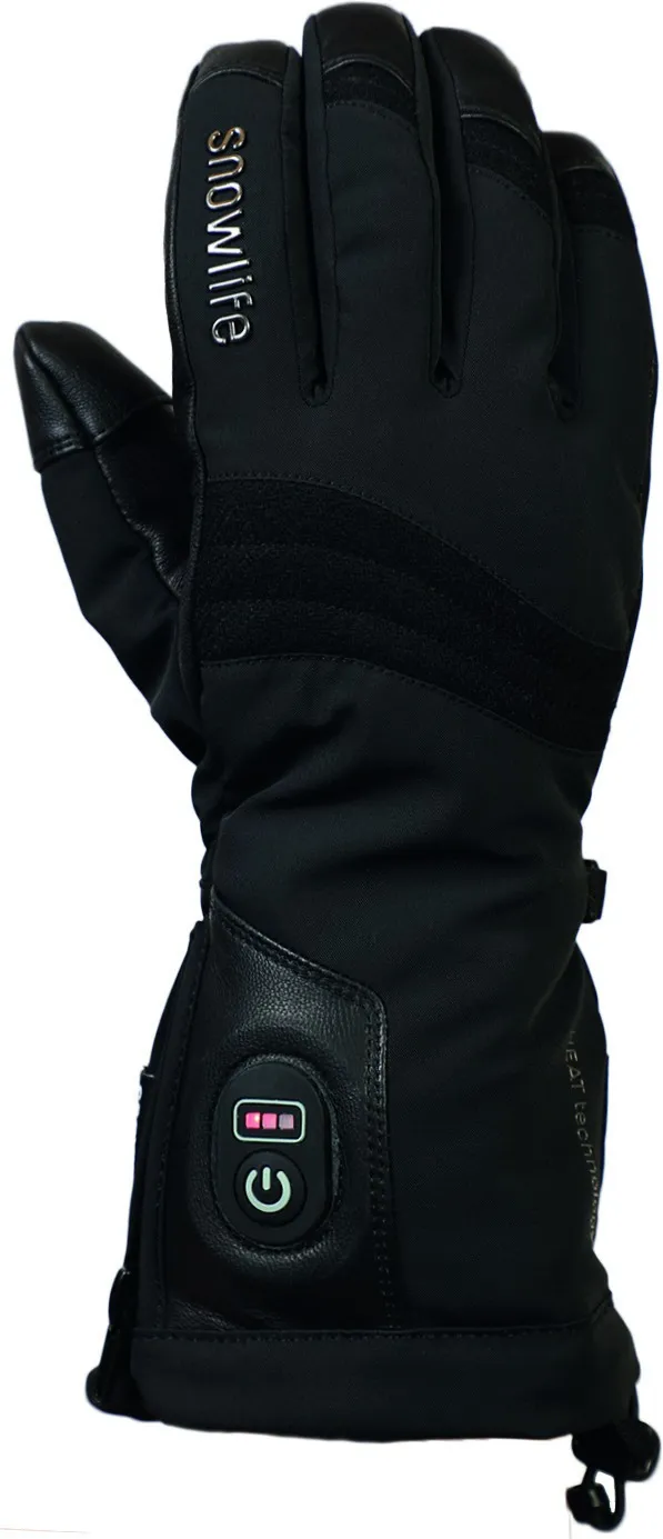 Schwarzer Snowlife Heat DT Glove mit Heizknopf und Akkustandanzeige.
