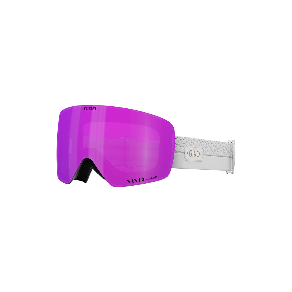 Giro Contour RS W Vivid Goggle mit pinkfarbener Scheibe und weißem Band.