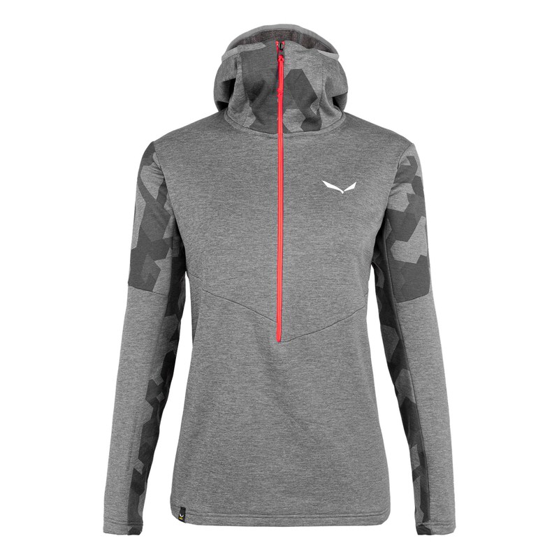 Salewa Boe Alpine Merino Half-Zip Kapuzenjacke Damen Grey