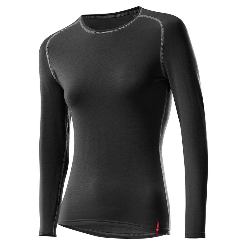 Langarm Unterwäsche Shirt Damen Unterwäsche Shirt Langarm Transtex Warm in Schwarz mit Rundhals-Ausschnitt und Flachnähten. Körpernaher Schnitt.