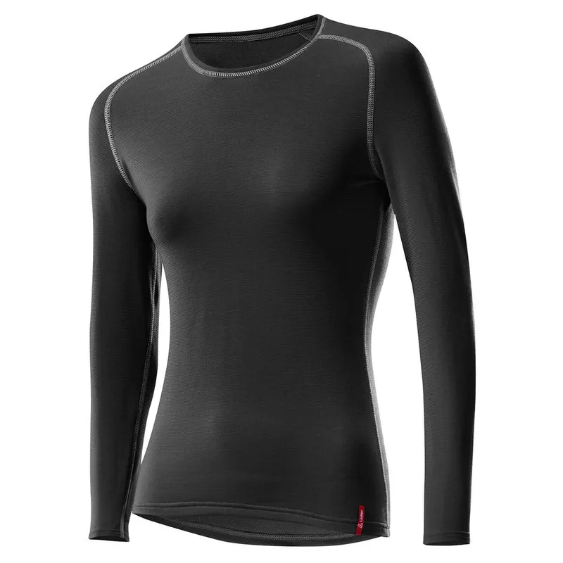 Damen Unterwäsche Shirt Langarm Transtex Warm in Schwarz mit Rundhals-Ausschnitt und Flachnähten. Körpernaher Schnitt.