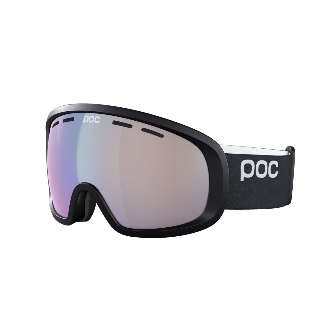 Schwarze POC Skibrille Schwarze POC Fovea Clarity Photochromic Skibrille mit Farbverlauf in der Linse und POC Logo am Band.