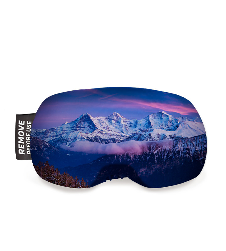 Skibrille Airwing View Skibrille Airwing View mit Alpenpanorama im Glas, Band mit "Remove Before Use".