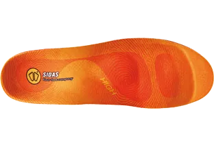 Orangefarbene Sidas Sohle 3 feet Winter High Einlegesohle von oben, für hohen Komfort und Fußstützung im Winter.