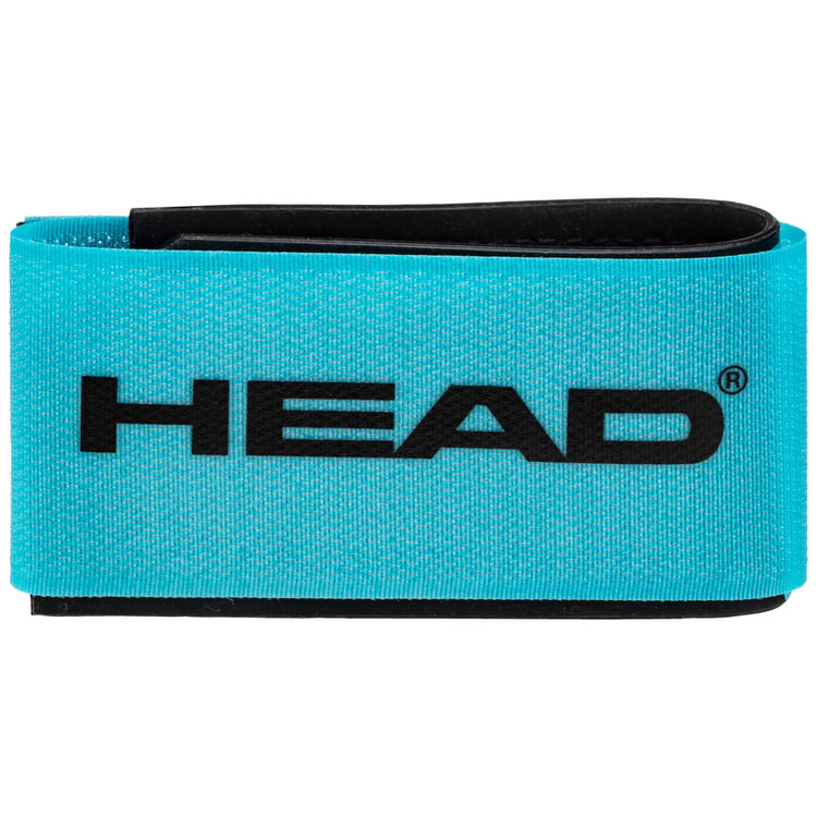 Blaues Head Skifix Speed mit schwarzem Logo und Klettverschluss für Ski.