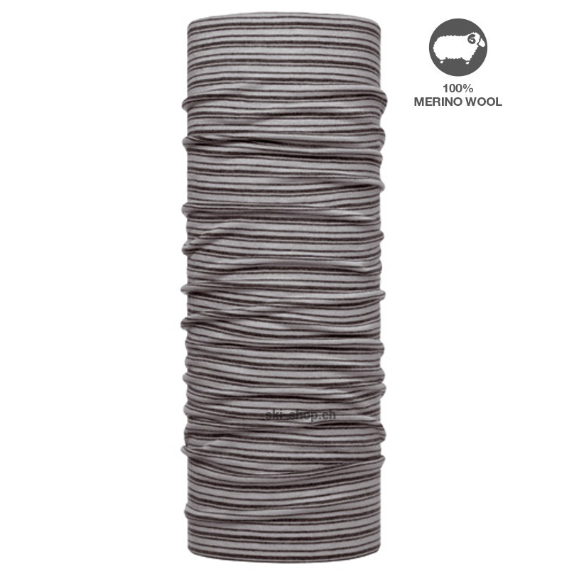 Merino Schlauchtuch Cugnot Schlauchtuch Buff Cugnot Wool, gestreift, aus 100% Merinowolle, zusammengerafft.