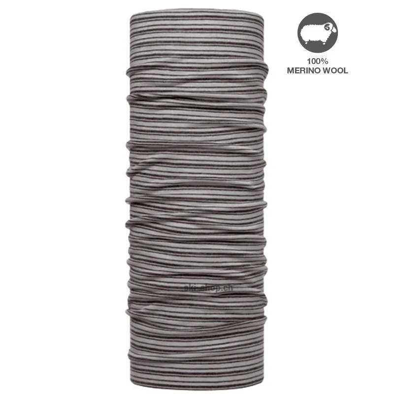 Schlauchtuch Buff Cugnot Wool, gestreift, aus 100% Merinowolle, zusammengerafft.