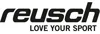 Schwarzer Reusch-Schriftzug mit dem Slogan "LOVE YOUR SPORT" darunter.