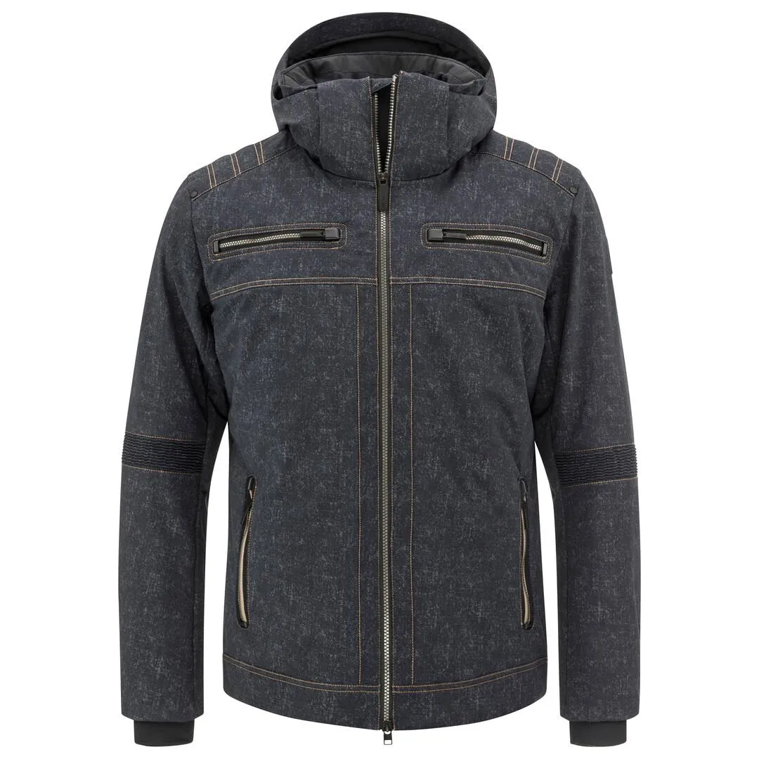 Dunkelgraue Rebels Kona Jacket für Herren mit Kapuze, Reißverschlüssen und Taschen. Steppdetails an Schultern und Ärmeln.