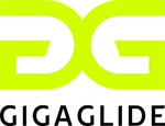 Neon-grünes Logo von Gigaglide mit stilisierten, verbundenen Buchstaben "GG" über dem ausgeschriebenen Namen in Großbuchstaben.
