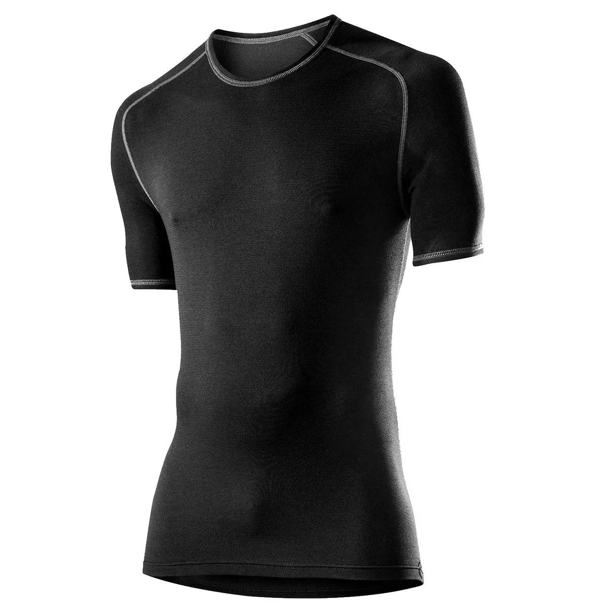 Schwarzes, eng anliegendes Transtex Warm Shirt für Herren mit kurzen Ärmeln und Rundhalsausschnitt.