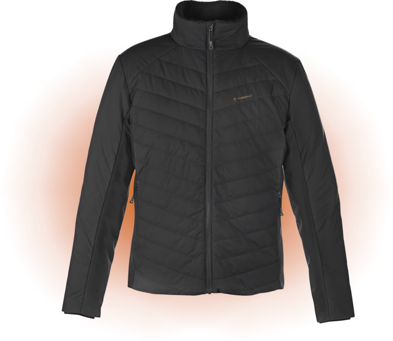 Schwarze Powerjacket Speed Schwarze Therm-ic Powerjacket Speed Men mit Reißverschluss, Stehkragen und seitlichen Reißverschlusstaschen.