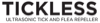Logo mit dem Wort "TICKLESS", darunter "ULTRASONIC TICK AND FLEA REPELLER" in kleinerer Schrift.