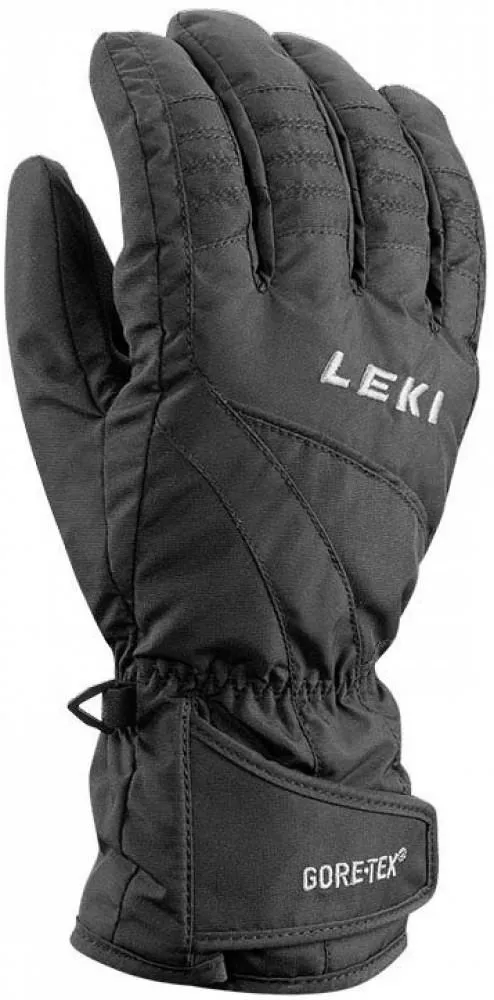 Schwarzer Leki Sceon S GTX Handschuh mit GORE-TEX und Markenlogo.