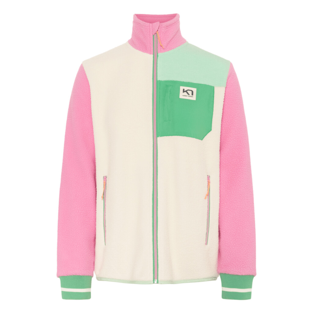 Kari Traa Rothe Midlayer Jacke in Weiss, Pink und Grün mit Reissverschluss und Taschen.