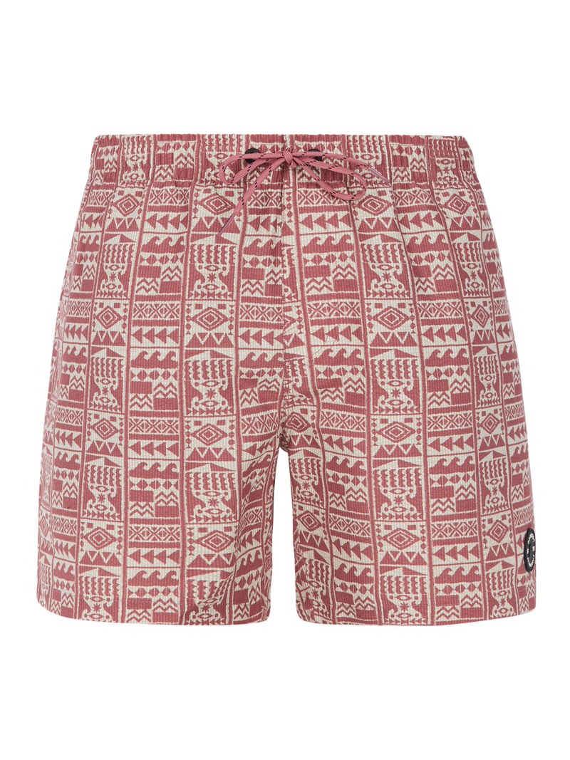 Ethno Badeshorts Rosa Deco Pink Badeshorts mit ethnisch inspiriertem Muster und Kordelzug.