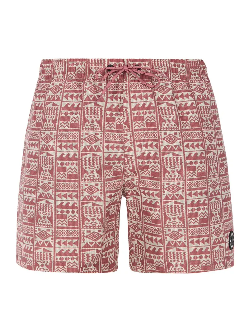 Deco Pink Badeshorts mit ethnisch inspiriertem Muster und Kordelzug.