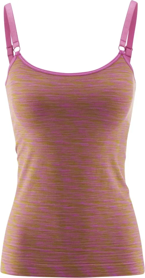 Ärmelloses SIMA oasis Damen Top mit rosa Trägern und Rundhalsausschnitt in melierter Optik.