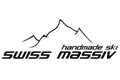 Logo mit stilisierter Bergkette über dem Schriftzug "SWISS MASSIV" und dem Zusatz "handmade ski".