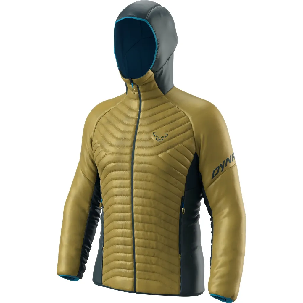 Herren Speed Insulation Kapuzenjacke in Army-Optik. Die Jacke hat abgesteppte Kammern und eine Kapuze in Grau mit blauen Details.