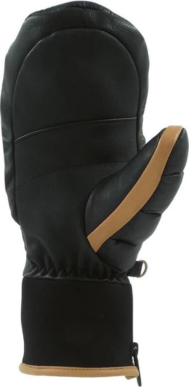 Schwarzer Snowlife Sir Victor Mitten Fäustling aus Leder mit braunen Akzenten und Neoprenbündchen.