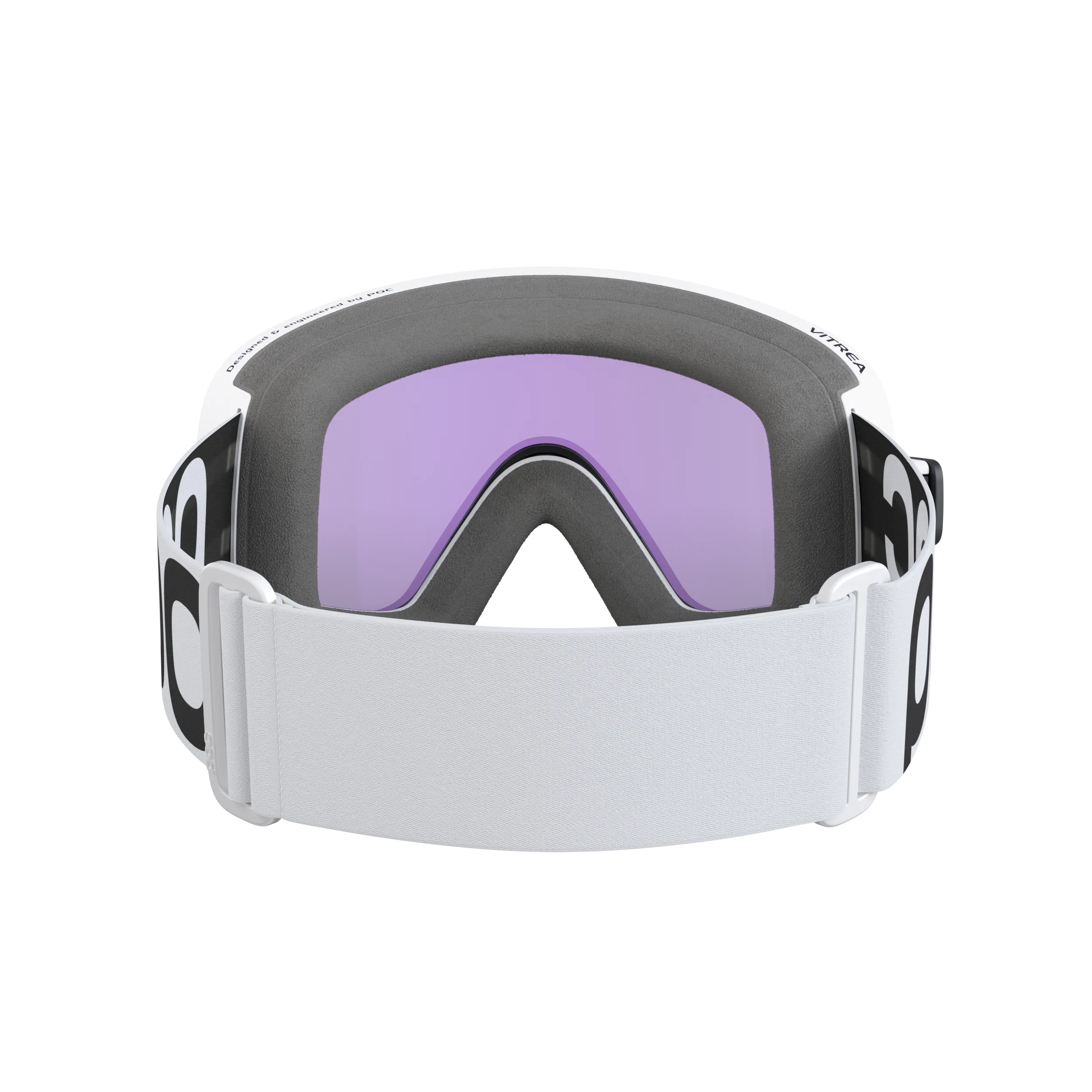 Frontansicht der POC Vitrea Skibrille in Hydrogen White mit Partly Sunny Blue Linse.