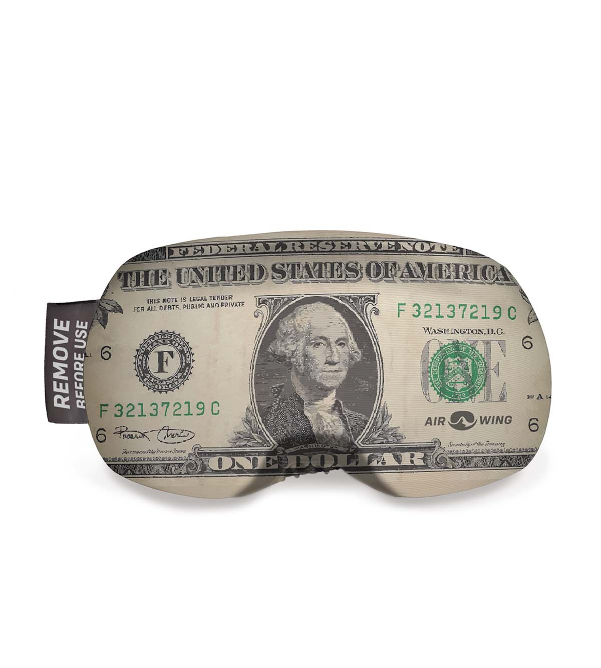 Dollar-Design Skibrillenschutz Skibrillenschutz im Dollar-Design, aufgedruckt ist ein US-Dollar Schein mit Airwing Logo.