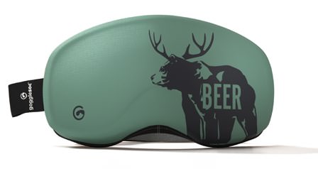 Grüner Bär-Hirsch Gogglesoc Grüner Beer Pro Gogglesoc mit Bär-Hirsch-Motiv und dem Wort "BEER" auf der Seite.
