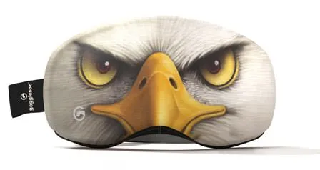 Freedom Pro Soc: Skibrillen-Schutz mit Adler-Motiv, gelbem Schnabel und durchdringenden Augen.