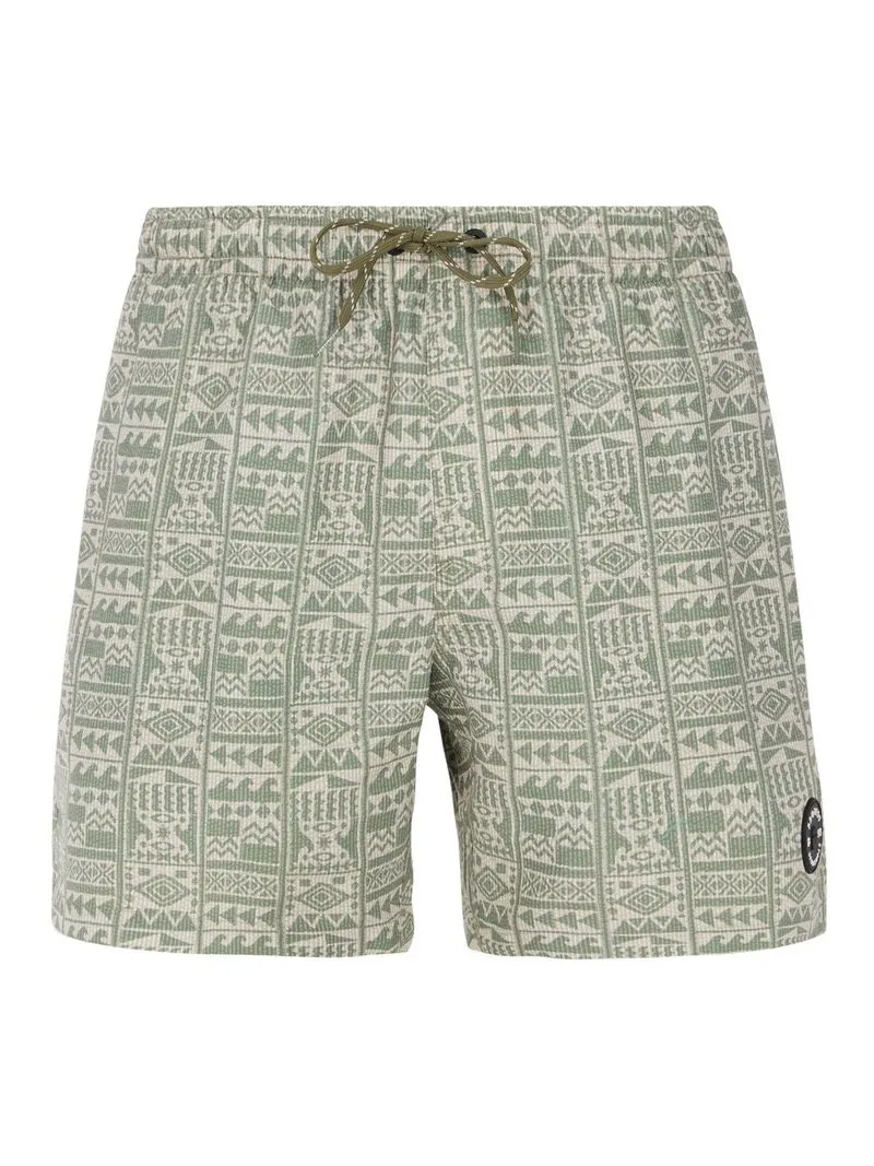 Badeshorts PRTFLIP Artichoke Green mit Muster, Kordelzug und Gummibund.