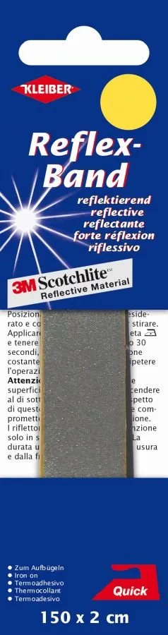 Kleiber Reflex-Band zum Aufbügeln 2 cm x 150 cm Silber