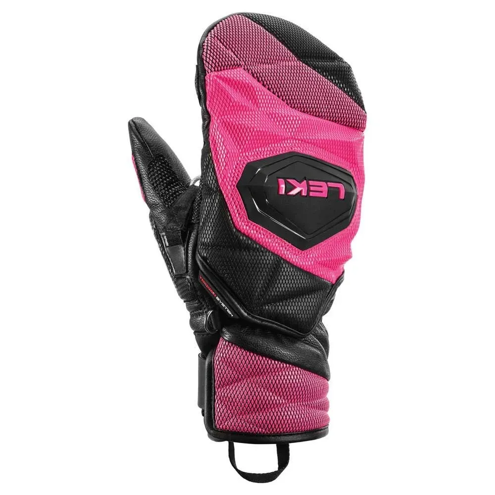 Nahaufnahme eines Leki WCR Venom 3D Junior Fäustling in Pink und Schwarz.