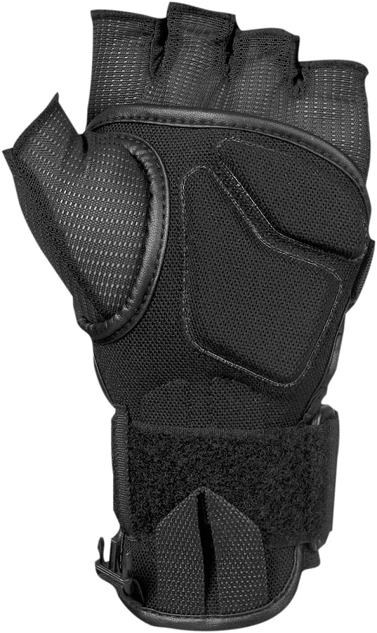 Schwarzer Reusch Wrist Guard mit offenliegenden Fingern und Handgelenkstütze. Details aus Cordura und Mesh.