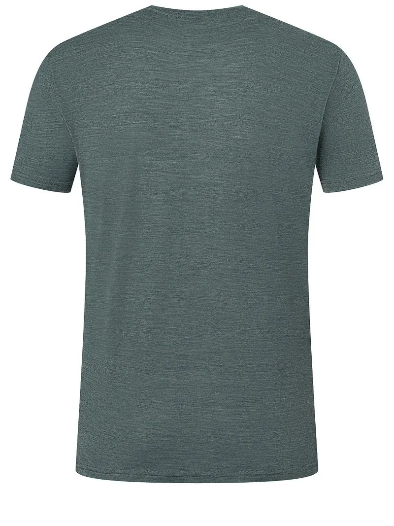 Rückansicht eines melierten, grauen T-Shirts, "City Tee Urban Chic Melange".