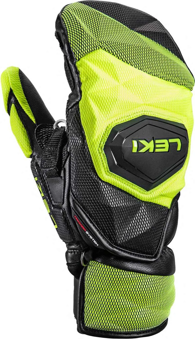 Schwarzer Leki Venom SL 3D Mitt mit ice-lemon Akzenten im Netzmuster-Design.
