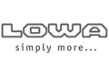 Graues LOWA-Logo mit dem Slogan "simply more..." darunter, beides in serifenloser Schrift.