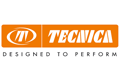 Orangefarbenes Logo von Tecnica mit dem Slogan "Designed to perform" in grauer Schrift unterhalb.