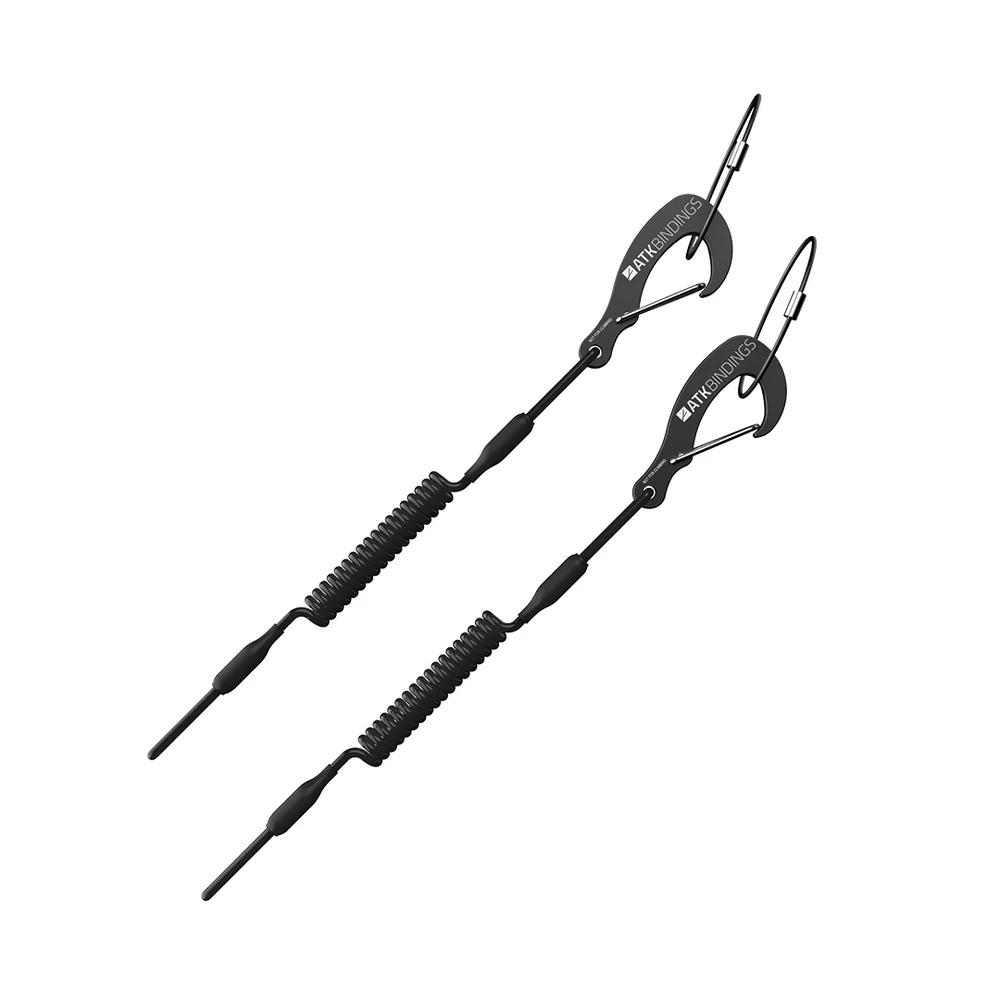 Schwarze Kevlar Leashes Zwei schwarze ATK Kevlar Core Leashes mit Karabiner und Spiralkabel auf weißem Hintergrund.