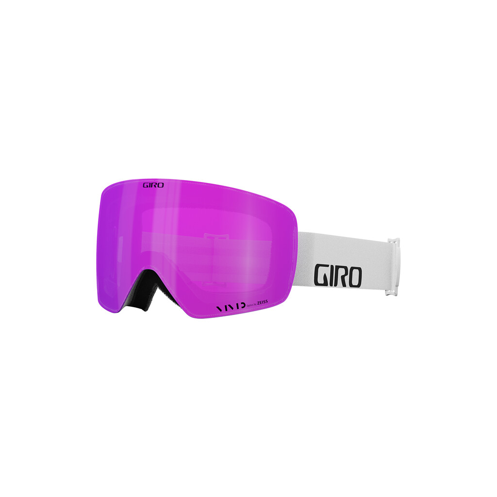 Weiße Giro Contour RS Vivid Skibrille mit pinkfarbener Linse.