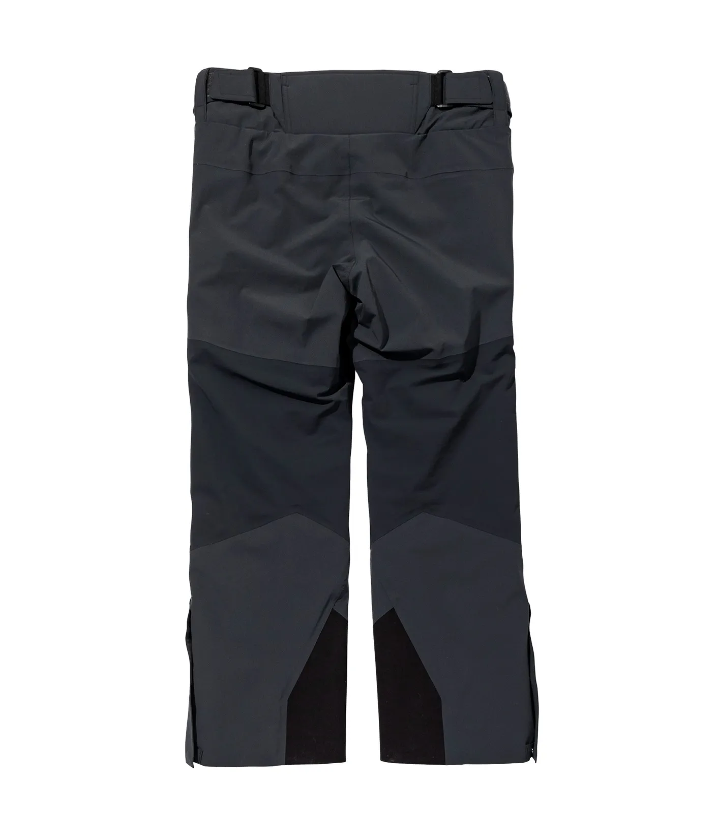 Draufsicht der Twinpeak Pants in Schwarz. Die Hose hat mehrere Stoff-Einsätze.
