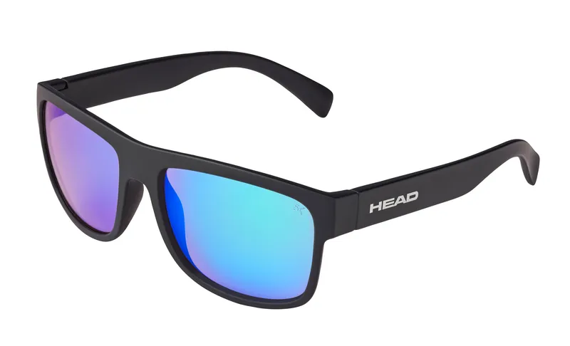 Schwarze Head Signature 5K Photo Sonnenbrille mit blau-violett verspiegelten Gläsern.