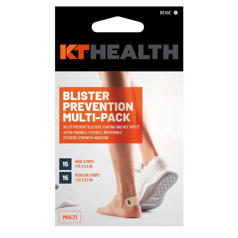Verpackung für KT Blister Prevention Tape mit Füßen, auf denen das Tape angebracht ist.